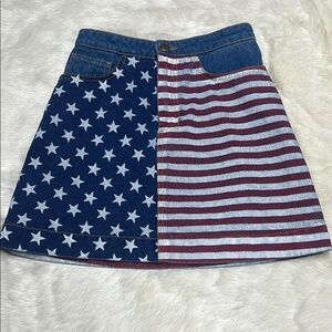 NWOT American Apparel American Flag Patchwork Denim Mini Skirt XS Made USA